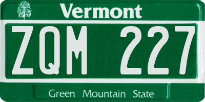 VT license plate ZQM227