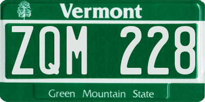 VT license plate ZQM228