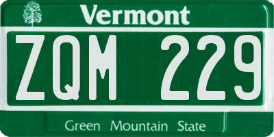 VT license plate ZQM229