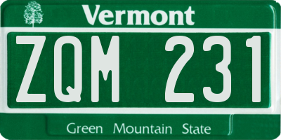 VT license plate ZQM231