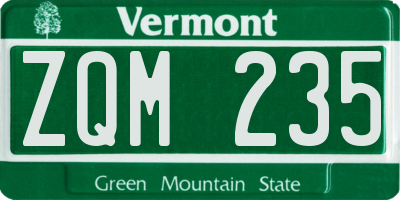 VT license plate ZQM235