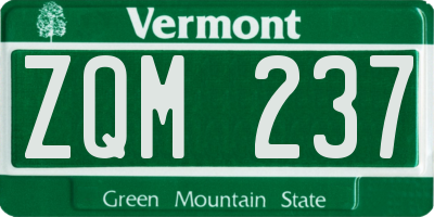 VT license plate ZQM237