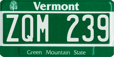 VT license plate ZQM239