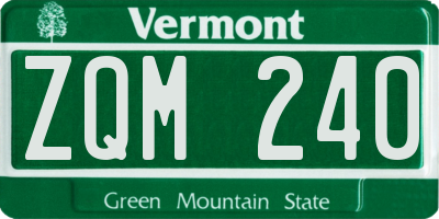 VT license plate ZQM240