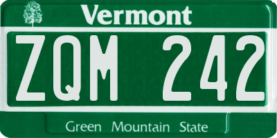 VT license plate ZQM242