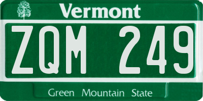 VT license plate ZQM249