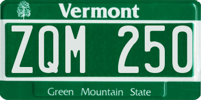 VT license plate ZQM250