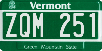 VT license plate ZQM251