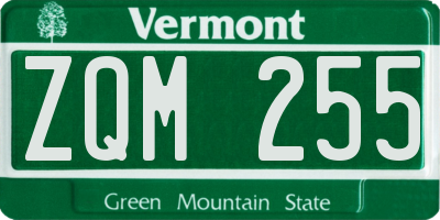VT license plate ZQM255
