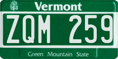 VT license plate ZQM259