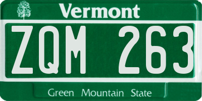 VT license plate ZQM263