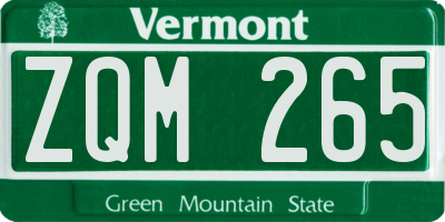 VT license plate ZQM265