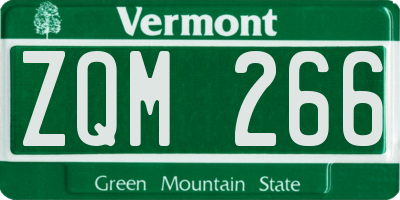 VT license plate ZQM266