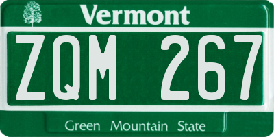 VT license plate ZQM267