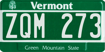 VT license plate ZQM273