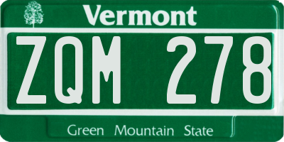 VT license plate ZQM278