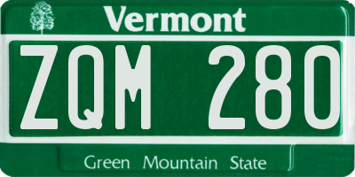 VT license plate ZQM280