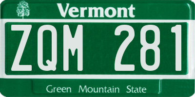 VT license plate ZQM281