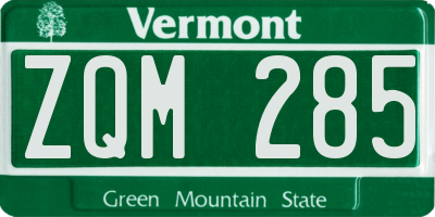 VT license plate ZQM285