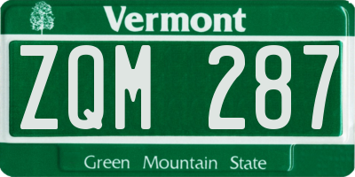 VT license plate ZQM287