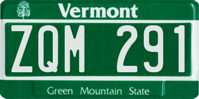 VT license plate ZQM291