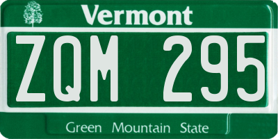 VT license plate ZQM295