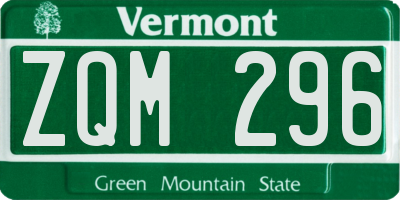 VT license plate ZQM296