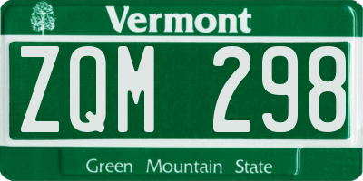 VT license plate ZQM298
