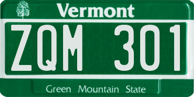 VT license plate ZQM301