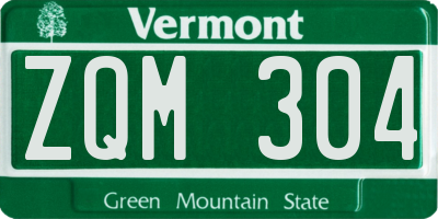 VT license plate ZQM304