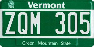 VT license plate ZQM305