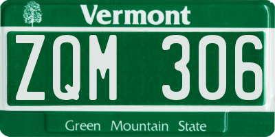 VT license plate ZQM306