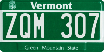 VT license plate ZQM307
