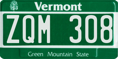 VT license plate ZQM308