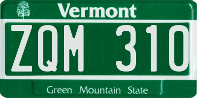VT license plate ZQM310