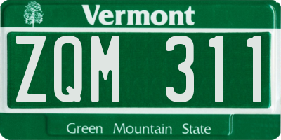 VT license plate ZQM311