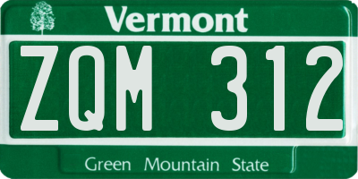 VT license plate ZQM312