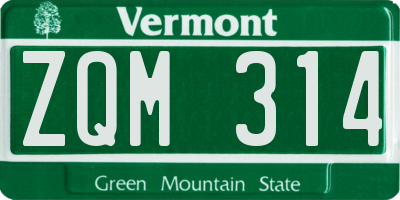 VT license plate ZQM314