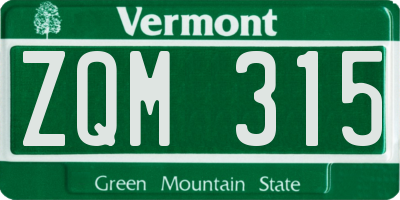 VT license plate ZQM315
