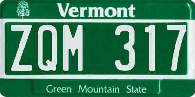 VT license plate ZQM317