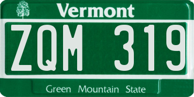 VT license plate ZQM319