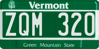 VT license plate ZQM320