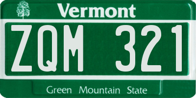 VT license plate ZQM321