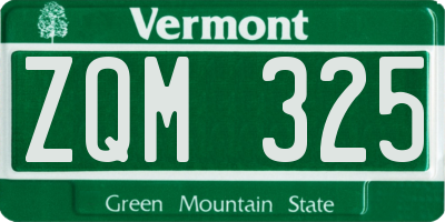 VT license plate ZQM325