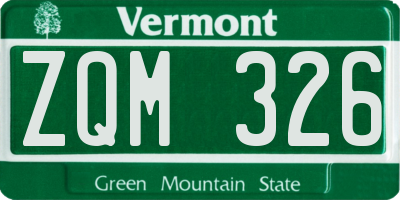 VT license plate ZQM326