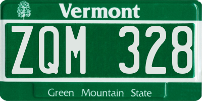 VT license plate ZQM328