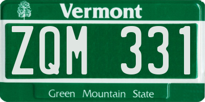 VT license plate ZQM331