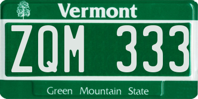VT license plate ZQM333