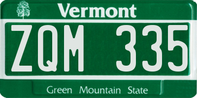 VT license plate ZQM335
