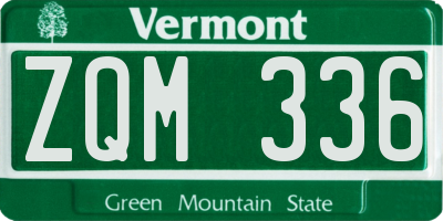 VT license plate ZQM336